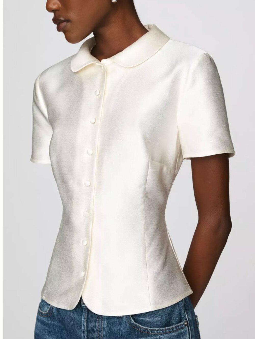 Reformation Haley-Kate Top US6 Ivory Cream Blouse French Quiet Lux